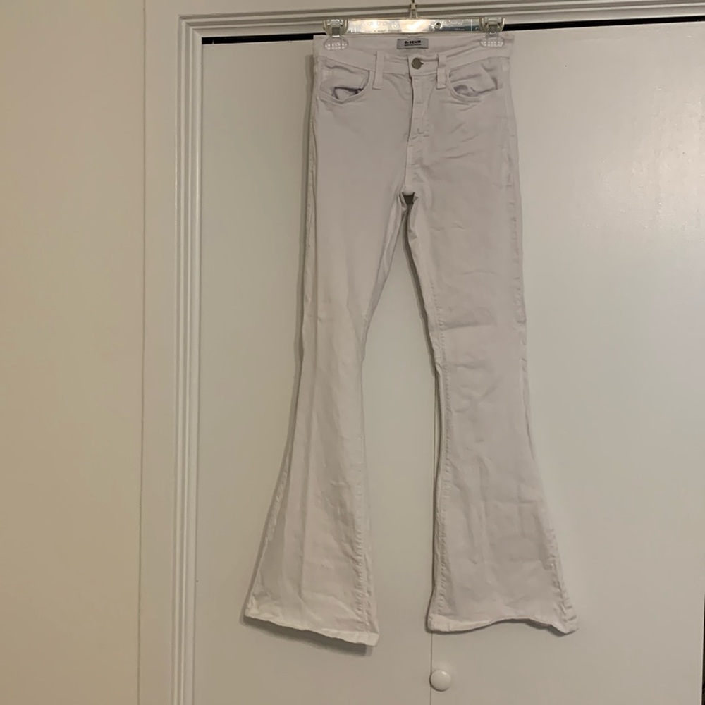 O2 denim white flares